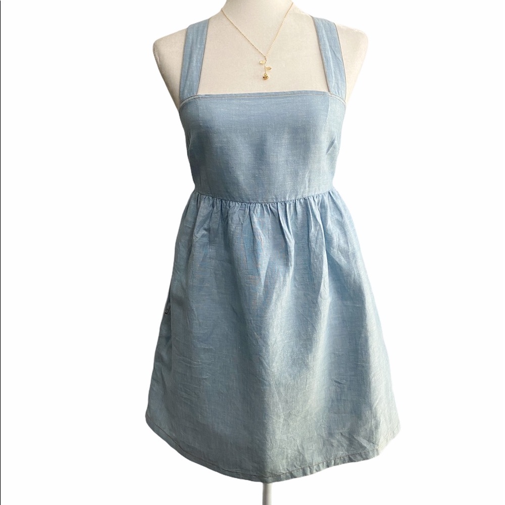 Tulle Light Blue Square Neck Sundress